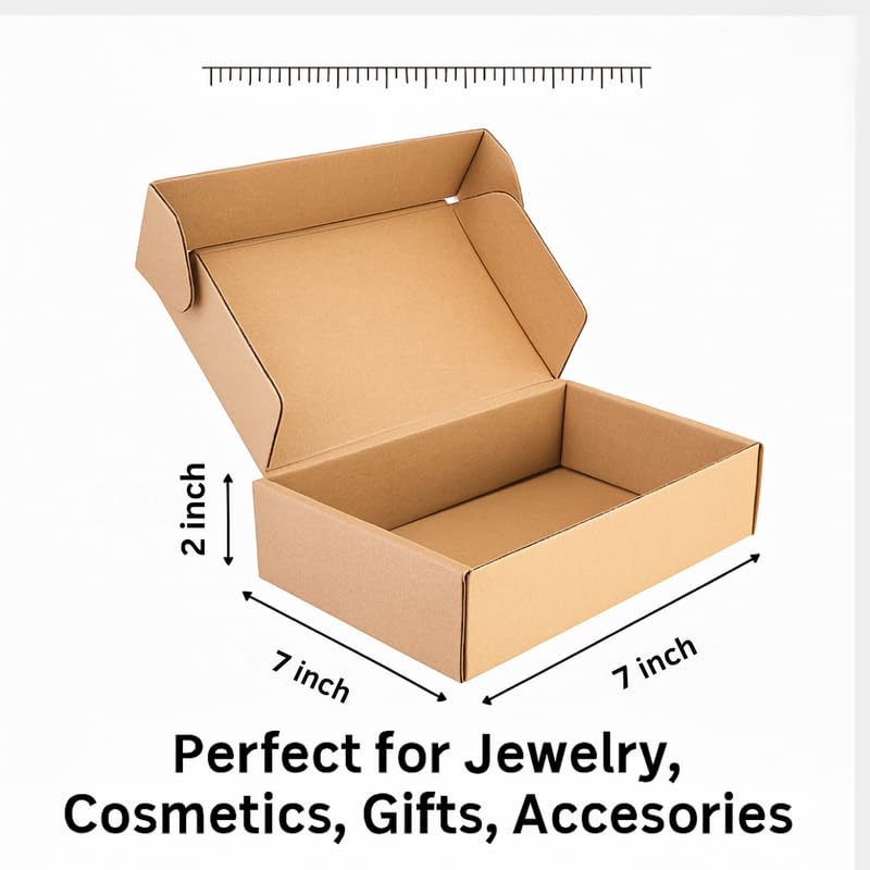 POWERLON 3 Ply BROWN Flap Corrugated Packaging Box, Size 7X7X2 Inches Paper Cardboard for Secure Shipping |Durable & Eco-Friendly Packaging Inches Pack of 25 - Image 3