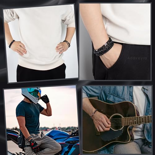 Set de 4 pulseras negras para hombre miniatura 4