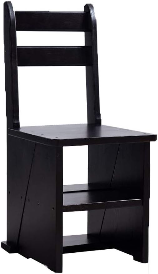 Wooden Stair Ladder for The Home Multifunctional Ladder for Stair Chairs Indoor Climbing Ladder, 380X420X850Mm Step Ladder/Black