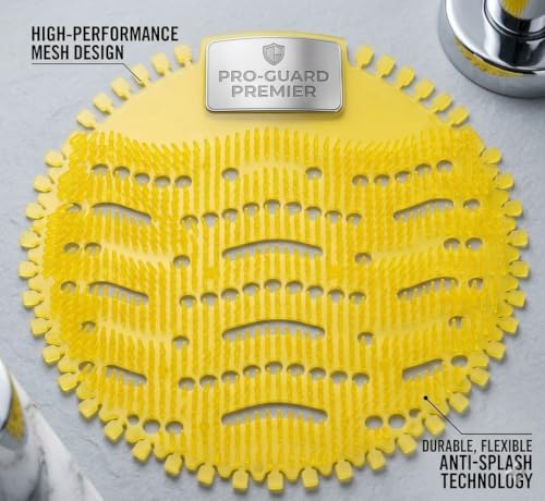 Image of AIR O MATIC Urinal Screen Mat Lemon (Yellow, Medium) -20 Pieces Urinal Screen Mat for Men's Restroom, Lemon Scented
