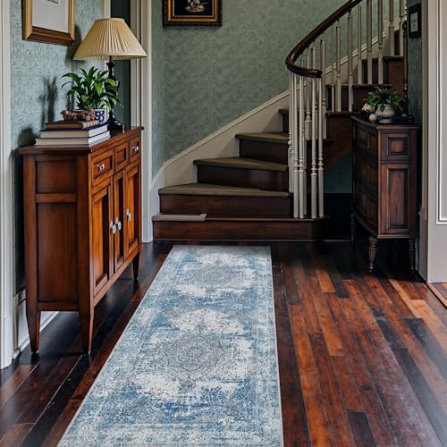 jinchan Runner Rug 2x6 Washable Hallway Rug Vintage Distressed Runner Indoor Thin Traditional Floral Mat Lightweight Non Slip Carpet for Kitchen Bathr