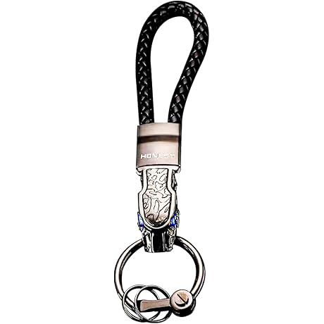 Elegant Keyring, Detachable Leopard Keychain with Shimmering Blue Diamonds