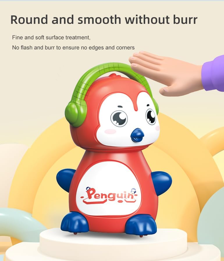 Bluebell Pack of 4 Penguine Plastic 360 Degree Rotation Head Animal Sliding Cartoon Press go, Walking Penguin Press and Run Toys Customized Kids 360 Degree Press and Go Inertial Toy (Penguin) 3