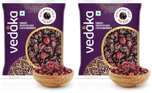 Image of Amazon Brand - Vedaka Dried Sweetened Cranberries | 200 Gram | Whole | Tasty Snack For Kids And Adults | Quality Berries (Pack of 2)