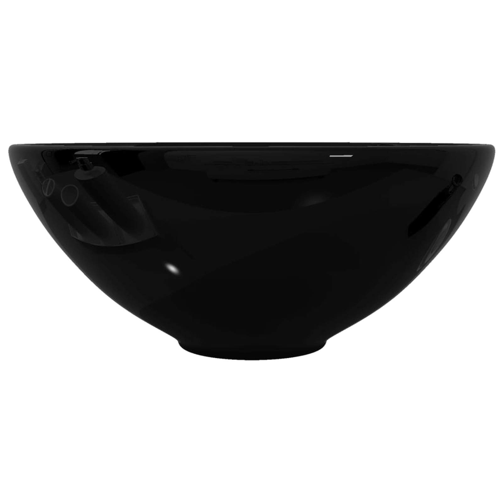ShGaxin Lavabo, Lavabo sobre Encimera, Lavabo Baño, Mueble Lavabo, Muebles De Baño, de cerámica Negro Redondo