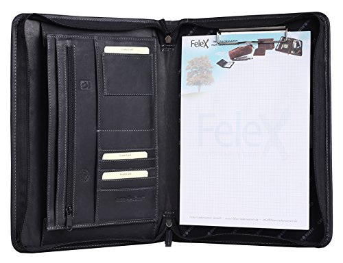 Greenburry Vintage Konferenzmappe Leder Schreibmappe A4 schwarz | 36x26,5x3cm