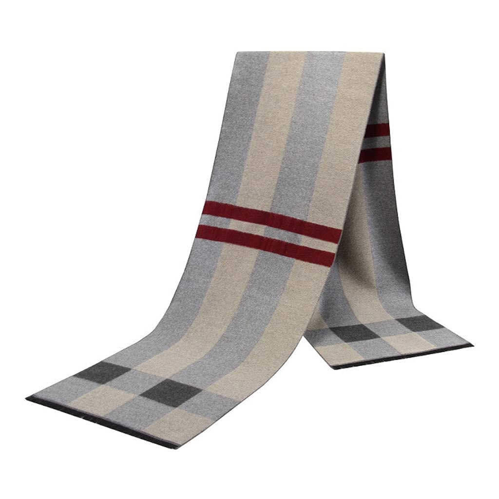 Bufanda clásica de Cuadros para Hombre, cálida, de Cachemira, Larga y a Rayas Suaves, para otoño e Invierno (180 x 30 cm)