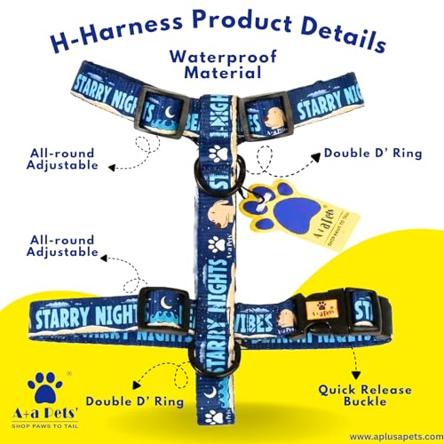 Image of A+a Pets' H-Harness for Dogs, Cats | Soft Premium Waterproof (Beachy Vibes, L)