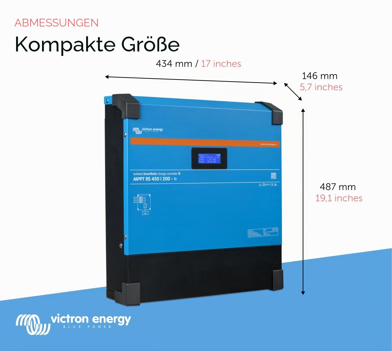 Victron Energy SmartSolar MPPT RS Tr Laderegler (Bluetooth) - Solar Laderegler - 450V DC 200 Ampere 48-Volt