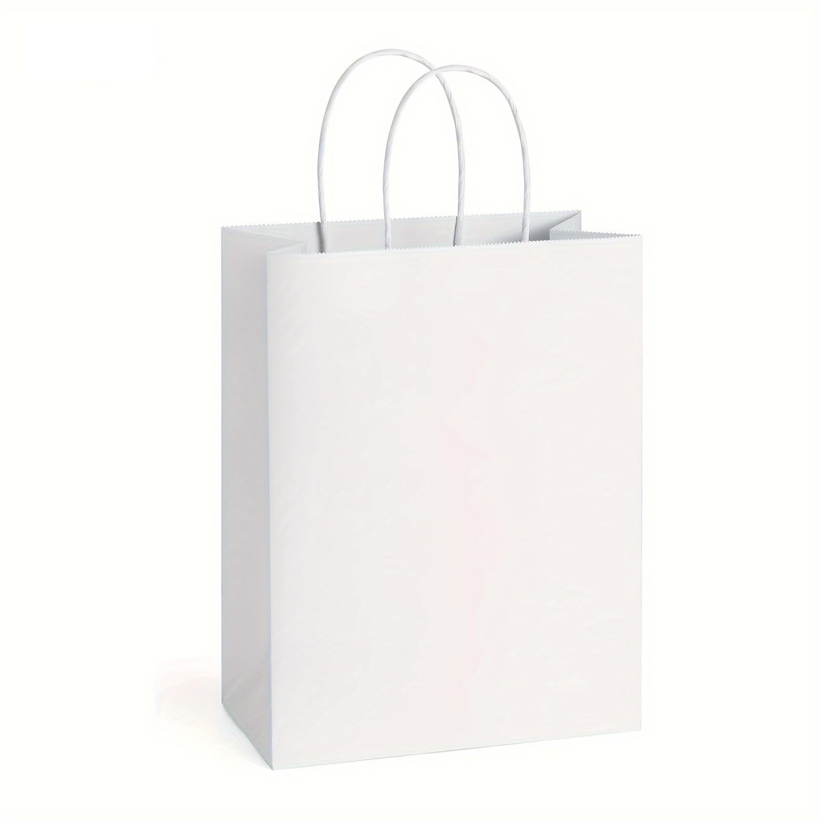 Bolsa Regalo 10-40 Bolsas De Regalo De Papel Marrón Con Asa | For negocios, bodas, fiestas de cumpleaños, bolsas de regalo, bolsas de compras(White,20PCS,21x11x27CM)