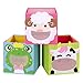 SONGMICS Scatole Portaoggetti, Set di 3 Scatole per Giocattoli, Portagiochi a Cubi Pieghevoli, per Cameretta, Stanza dei Giochi, 27 x 27 x 27 cm, Motivo ad Animali, Azzurro, Verde e Rosa RFB01PG