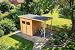 Alpholz Gerätehaus Mollie Plus 335x199 cm Naturbelassen mit Anbau und Schleppdach, 14mm Wandstärke inkl. Fußboden
