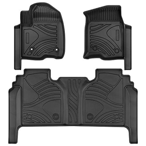 AUTOSAVER88 Floor Mats Compatible for 2019-2023 Chevrolet Silverado 1500/GMC Sierra 1500 & 2020-2023 Chevy Silverado/GMC Sierra 2500HD/3500HD Crew Cab with Factory Carpeted Storage, Black