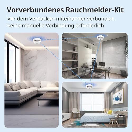 Rauchmelder Vernetzt für Zuhause mit 10-Jahres-Batterie und 85dB-Lautstärke
