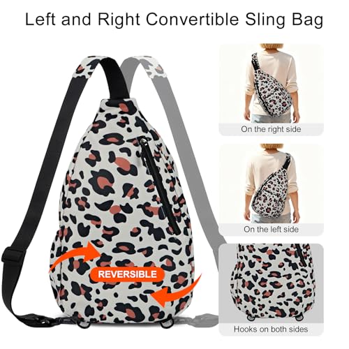 Duryarhall Sling Bag for Women Crossbody Chest Bag Convertible from Left to Right, Water Repellent Gym Backpack, Anit Theft, Leopard Small - image 2