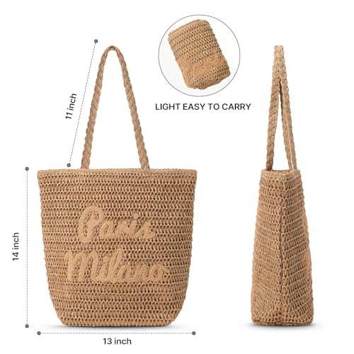 Bolso de playa grande para mujer tejido de paja miniatura 5