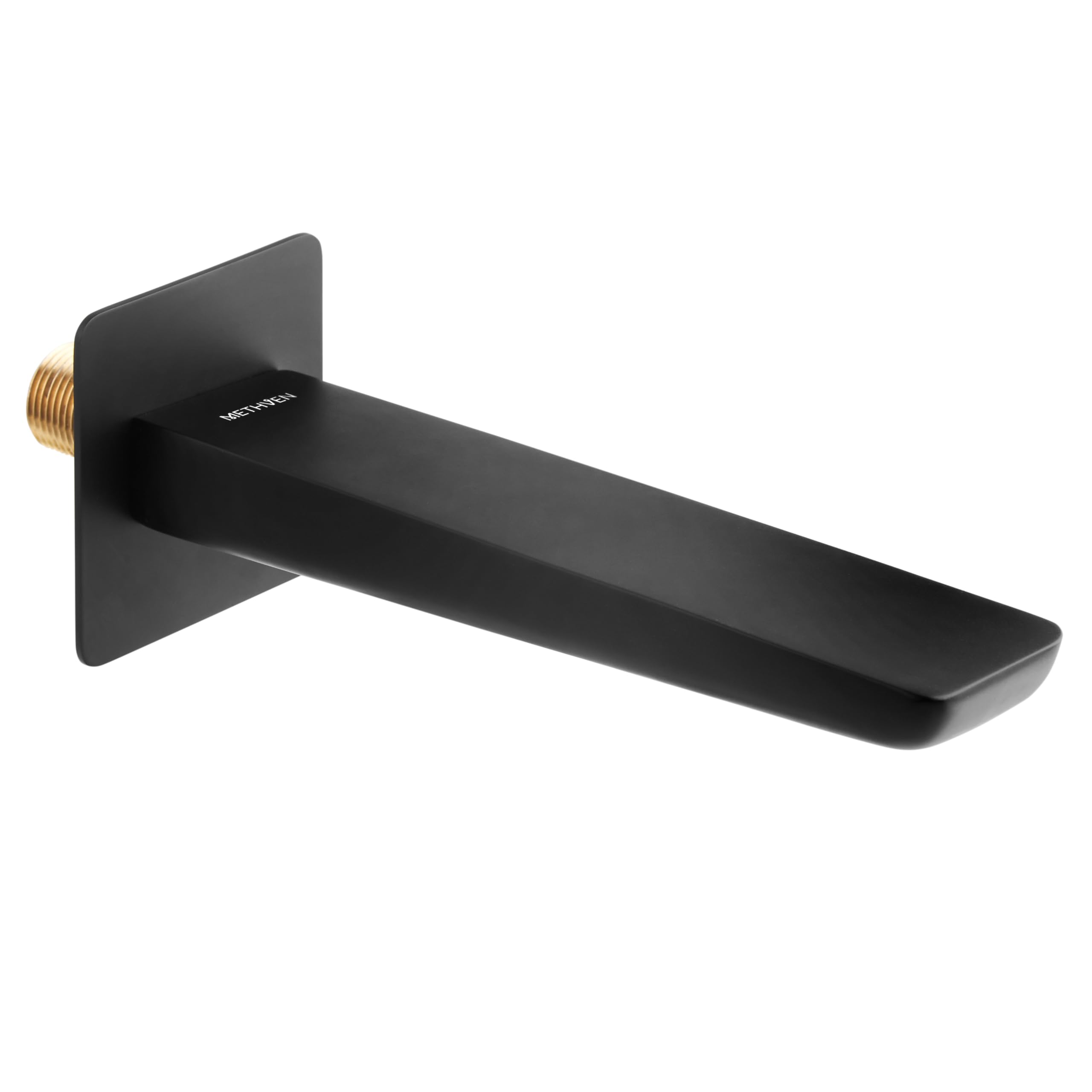 Methven Premium Wall Mounted Concealed Bath Tap Matte Black with 197mm Spout Durable Brass Body Slim Stream Directional Swivel Aerator 3/4" BSP WRAS KIWA Certified WSP01BK