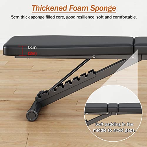 Lzmzmq Foldable Roman Chair, Adjustable Weight Bench For Full Body Workout, Commercial/Home Back Extension Bench, Black Steel Frame, With Non-Slip Handles #TOP5