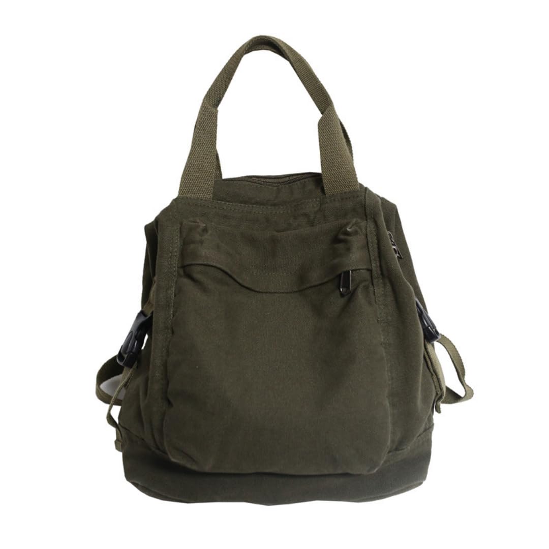 Zaino Canvas Grande Capienza Lavato Viaggio Giorno Unisex(Verde) | Tela Lavata, Scomparti Interni, Chiusura Lampo, Quotidiano, Stile Urbano