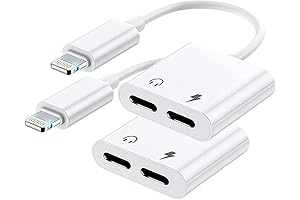 2-Pack Dual Lightning Headphone Adapter for iPhone Splitter Audio and Charge [Apple MFi Certified]