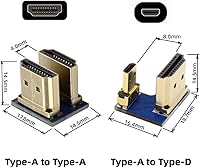 Vista 2 de xiwai 2 unids/set HDMI a micro HDMI tipo A a tipo D conector macho socket para frambuesa PI 3B/3B+/4B opuesto U forma trasera en ángulo