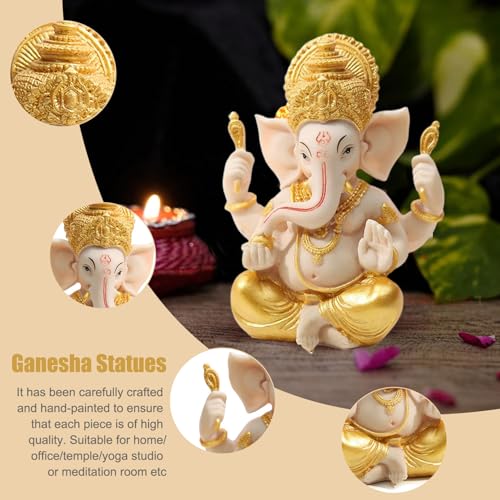 Statue de Ganesh dorée 14cm idole hindoue pour décoration de maison et bureau