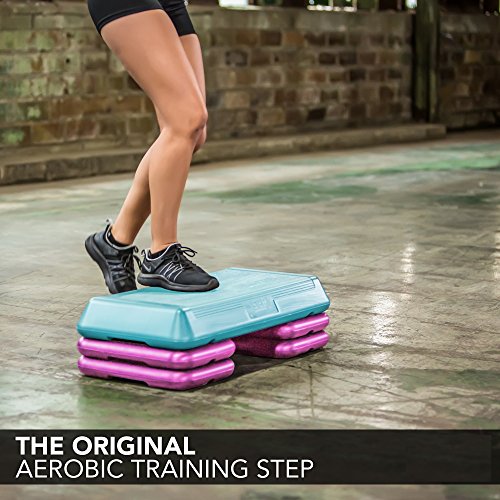 The Step Original Circuit Size Aerobic Platform with Grey Nonslip Platform and Four Original Black Risers