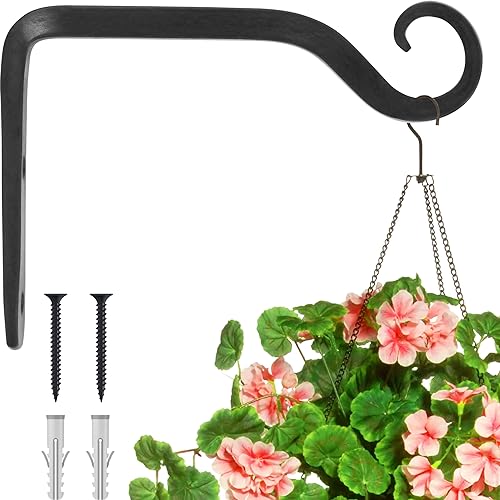Gray Bunny Outdoor Plant Hanger Hook, 6” Hand Forged Straight Iron Wall Hooks for Bird Feeders, Lanterns, Wind Chimes, Patio Decor - Black