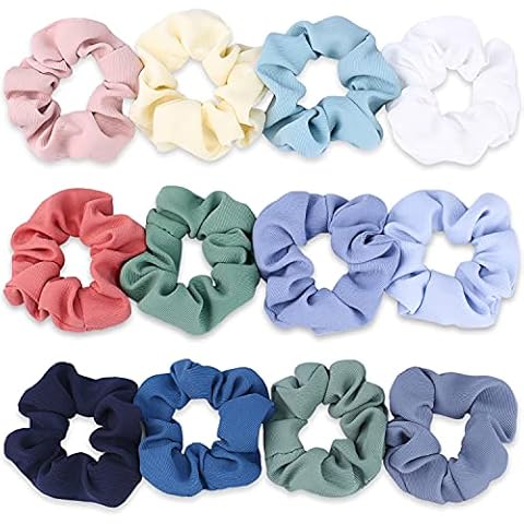 IVARYSS Cute Hair Scrunchies for Girls and Women, 12 PCS Premium Twill Fabric Scrunchy, Soft Elastic Bands Ponytail Holder Hair Accessories Cover