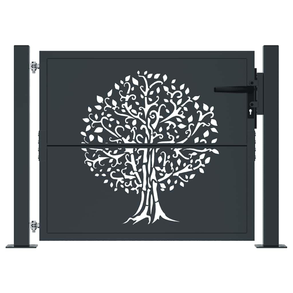 Portal de jardín de acero antracita 100x100 cm con diseño de árbol