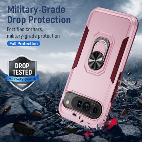 Coque Google Pixel 9 Pro XL double couche silicone robuste rose - 2