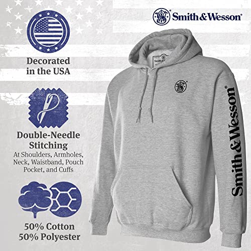 Smith & Wesson Officially Licensed Men's Hooded Sweatshirt, Long Sleeve Pullover Graphic Hoodie with Arm and Chest Logo3