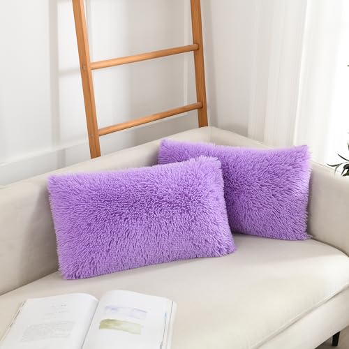 Image of Lumbar Faux Fur Throw Pillow Covers for Couch Decorative Pillows 12x20