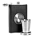 Petaca de acero inoxidable de 237 ml con vaso de chupito plegable integrado, ideal para whisky, vodka, brandy o ron