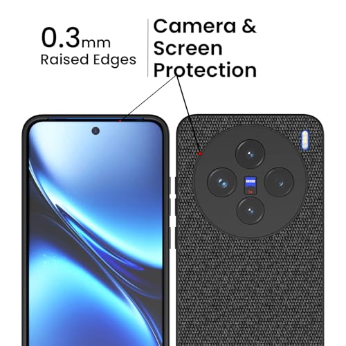Image of Kapa Soft Full Fabric Protective Back Case Cover for Vivo X200 (5G) | Shockproof Slim Hard Anti Slip Back Case (Black)