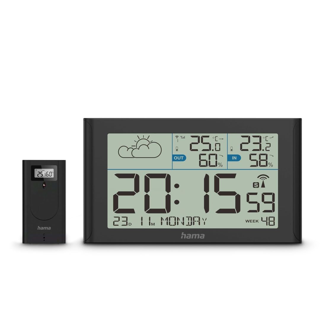 Weather station "Sylt", with outdoor probe, radio, alarm clock, black