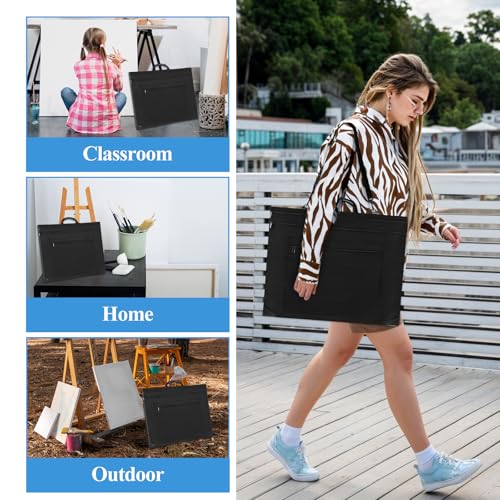 Image of Art Portfolio Case 20x24 Inch Large Size Portfolio Folder for Artwork Poster Board Storage Waterproof Art Portfolio Tote Bag with Four Pockets and Handle for Drawing, Sketching
