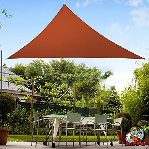Image of HIPPO Triangle Shade Sail Affordable & Premium 150 GSM Sun Shade UV Block for Outdoor Car Parking Garden (Brown, 10FTX10FTX10FT)