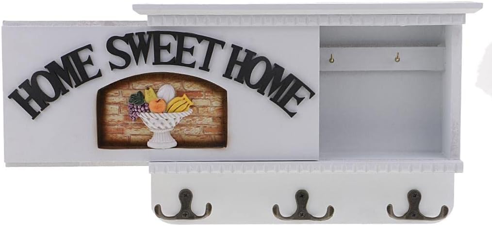 Vintage Wooden Key Box 7 Hooks | Wall Mounted Key Storage Cabinet | Organizer with Carving Decor | Perfect Housewarming Gift | 11.4 x 7.8 x 2.36inch - B, as described