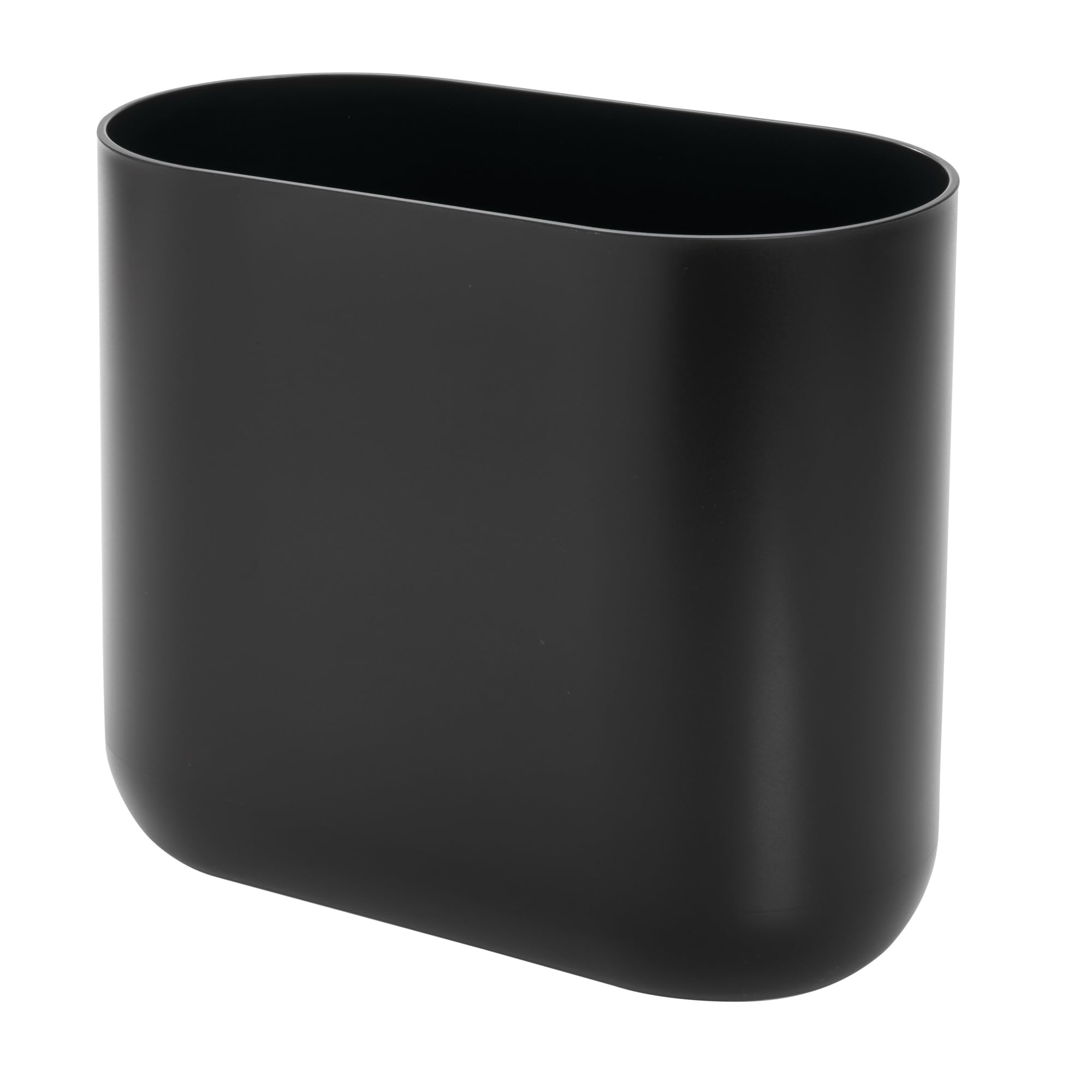 iDesign Small Slim Plastic Bathroom Trash Can Garbage Can for Bedroom Office Desk Dorm Black