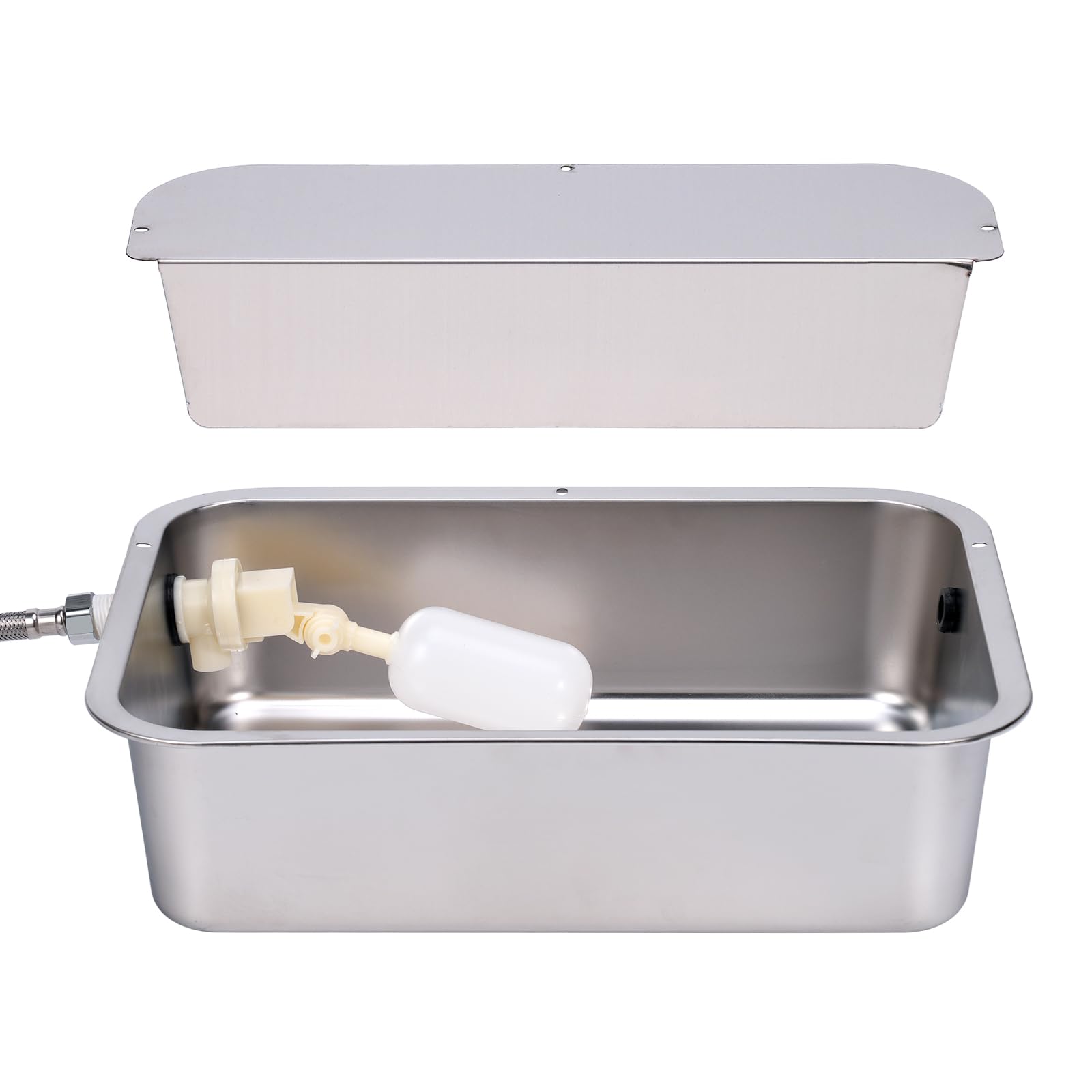 Dispensador Automático de Agua para Perros de 11L con Válvula Flotante, Bebedero para canino al Aire Libre para Dos Chucho, Cuenco de Agua para Perros de Gravedad de Acero Inoxidable (Autocompletar)