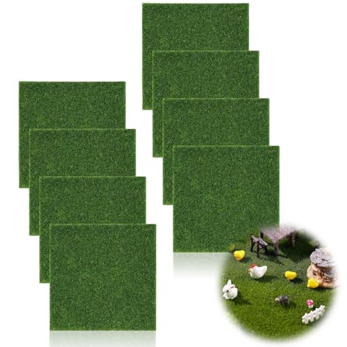 DOVBAN 8 piezas de césped sintético para exteriores, alfombrilla de césped artificial de 15 x 15 cm, para decoraciones de jardín, balcón, terraza y paisajismo, para interiores y exteriores