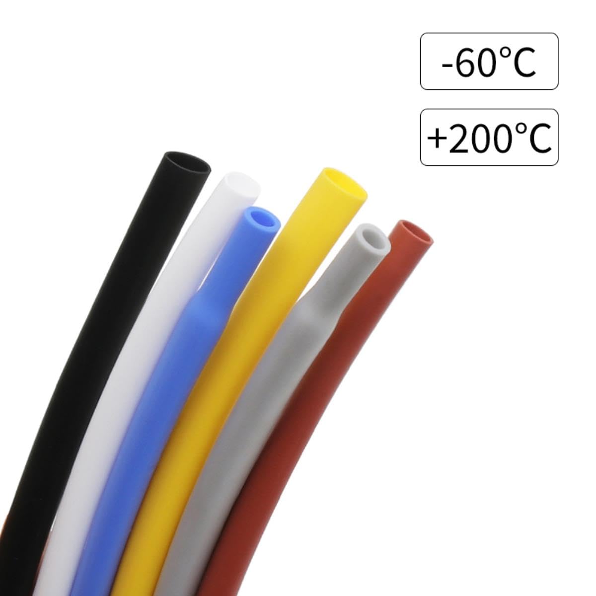 Tubo termorestringente in silicone 0,8~30 mm di diametro Manicotto flessibile per cavo isolato 2500 V Protezione per avvolgimento filo fai-da-te morbido ad alta temperatura-Giallo,30mm