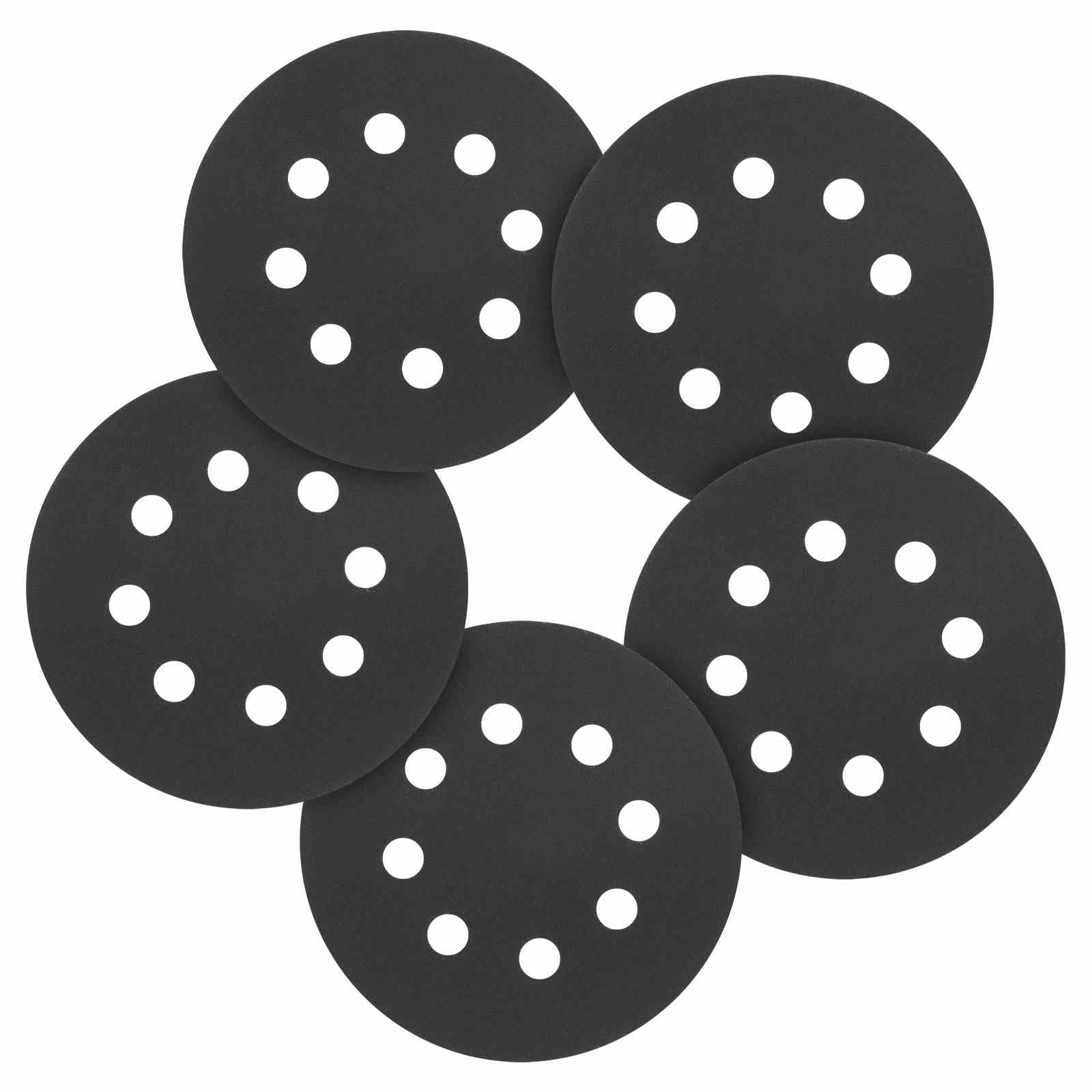CoCud 110 Pcs 125 mm Sanding Disc 1000 Grit 8 Hole Round Hook and Loop Sandpapers for Metal Wood Automotive Boat Building Grinding and Polishing, Black — image 1