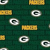 Green Bay Packers Cotton Fabric - NFL Team Logo Cotton Fabric by The Yard, Fat Quarter, Half Yard, 1 Yard, 2 Yard Cuts