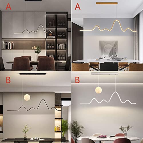 Image of Aluminium LED Pendant Light, Linear Design Hanging Light Height Adjustable Ceiling Pendant Lights for Dining Room Living Room Bedroom (Three Color Temperature)