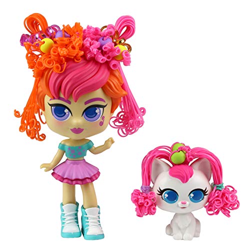 CURLIGIRLS Collectionner-Meili & Lulu-Cheveux Magiques pour des coiffures à l'infini-Cadeau Jouet Fille-Accessoires Inclus-Poupée 15 cm-Animal 6 cm, 82099