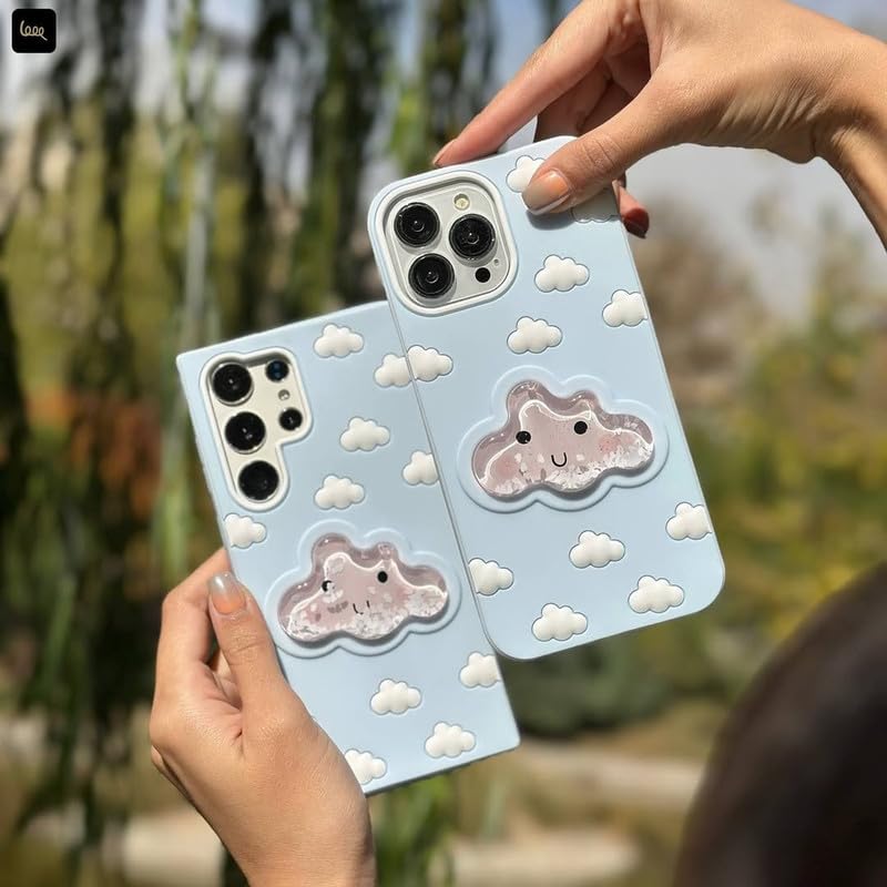 Image of COVERLY for iPhone 12 Pro 3D Blue Water Clouds Cartoon Case,Premium Silicone Case with Sky Aqua Cloud Liquid Floating Adorable New Cool Full Protective Cute Kawaii Cover for Apple iPhone 12 Pro