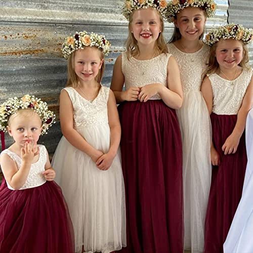 Image of Topmaker Flower Girl Dress for Toddler Baby Girls,Lace Tulle Dress for Wedding,Birthday Party,Photoshoot,Special Occasion