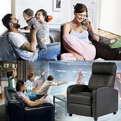 Sillón reclinable moderno cuero PU negro miniatura 4